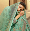 Light Sea Green Designer Embroidered Jacquard Wedding Palazzo Suit-Saira's Boutique
