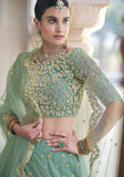 Light Sea Green Designer Heavy Embroidered Wedding Lehenga-Saira's Boutique