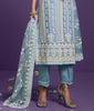 Light Steel Blue Designer Embroidered Party Wear Lucknowi Pant Suit-Saira's Boutique
