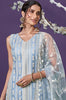 Light Steel Blue Designer Embroidered Party Wear Lucknowi Pant Suit-Saira's Boutique