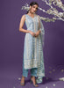 Light Steel Blue Designer Embroidered Party Wear Lucknowi Pant Suit-Saira's Boutique