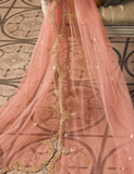 Light Gray & Peach Designer Heavy Embroidered Silk Wedding Lehenga-Saira's Boutique