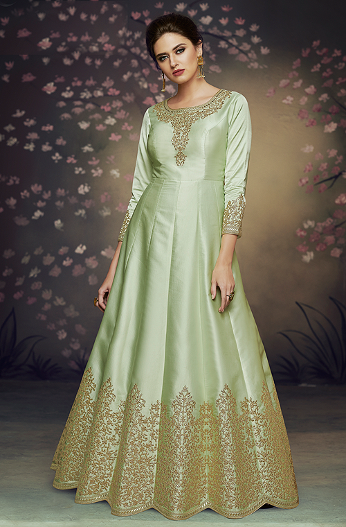 Light green 2025 anarkali gown