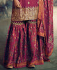 Magenta Designer Embroidered Silk Wedding Gharara Suit-Saira's Boutique