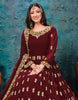 Maroon Designer Embroidered Georgette Anarkali Suit-Saira's Boutique