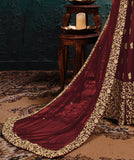 Maroon Designer Embroidered Georgette Anarkali Suit-Saira's Boutique