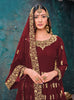 Maroon Designer Embroidered Georgette Anarkali Suit-Saira's Boutique