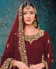 Maroon Designer Embroidered Georgette Anarkali Suit-Saira's Boutique