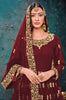 Maroon Designer Embroidered Georgette Anarkali Suit-Saira's Boutique