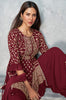 Maroon Designer Embroidered Peplum Style Sharara Suit-Saira's Boutique