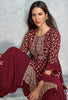 Maroon Designer Embroidered Peplum Style Sharara Suit-Saira's Boutique