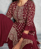 Maroon Designer Embroidered Peplum Style Sharara Suit-Saira's Boutique