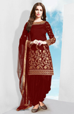 Maroon Red Designer Embroidered Mirror Work Patiala Suit-Saira's Boutique