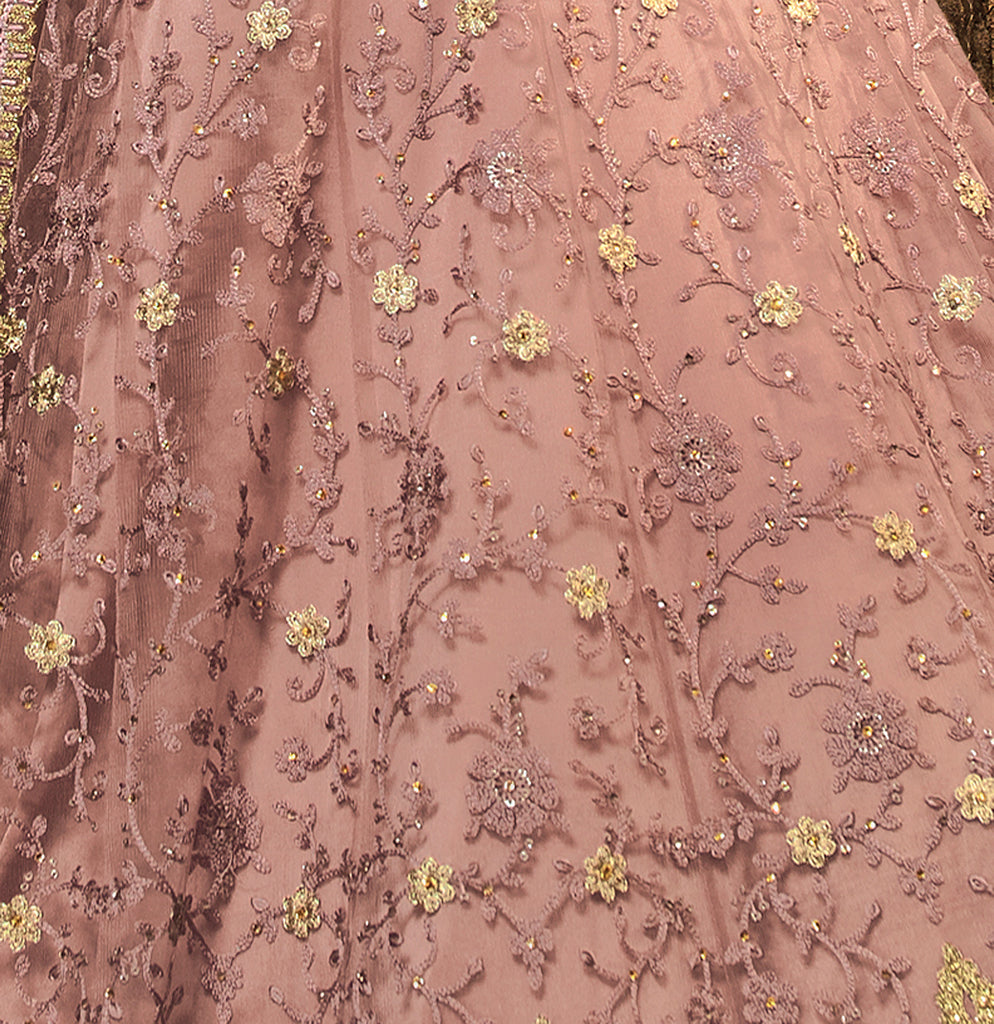 Mauve Purple Designer Heavy Embroidered Net Wedding & Bridal Lehenga-Saira's Boutique