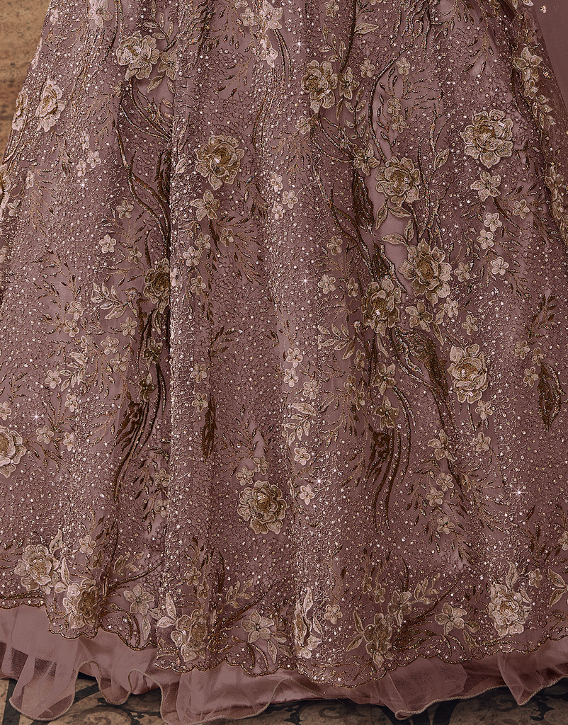 Mauve Designer Heavy Embroidered Net Wedding Lehenga-Saira's Boutique