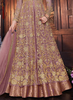 Mauve & Gold Designer Embroidered Silk Bridal Anarkali Gown-Saira's Boutique