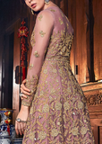Mauve & Gold Designer Embroidered Silk Bridal Anarkali Gown-Saira's Boutique