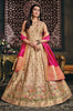 Metallic Beige & Pink Designer Jacquard Silk Party Wear Anarkali Gown-Saira's Boutique