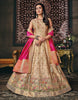 Metallic Beige & Pink Designer Jacquard Silk Party Wear Anarkali Gown-Saira's Boutique