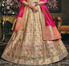 Metallic Beige & Pink Designer Jacquard Silk Party Wear Anarkali Gown-Saira's Boutique