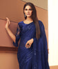 Midnight Blue Designer Embroidered Silk Party Wear Saree-Saira's Boutique