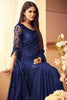 Midnight Blue Designer Embroidered Silk Party Wear Saree-Saira's Boutique