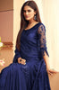 Midnight Blue Designer Embroidered Silk Party Wear Saree-Saira's Boutique