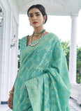 Mint Green Designer Heavy Embroidered Chikankari Party Wear Saree-Saira's Boutique