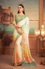 Multicolor & Sage Green Designer Embroidered Silk Party Wear Saree-Saira's Boutique