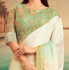 Multicolor & Sage Green Designer Embroidered Silk Party Wear Saree-Saira's Boutique