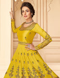 Mustard Designer Embroidered Floor Length Silk Anarkali Suit-Saira's Boutique