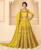 Mustard Designer Embroidered Floor Length Silk Anarkali Suit-Saira's Boutique