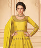 Mustard Designer Embroidered Floor Length Silk Anarkali Suit-Saira's Boutique