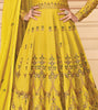 Mustard Designer Embroidered Floor Length Silk Anarkali Suit-Saira's Boutique