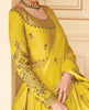 Mustard Designer Embroidered Floor Length Silk Anarkali Suit-Saira's Boutique