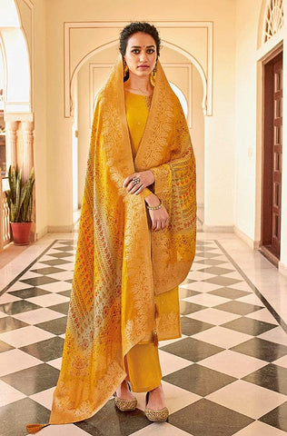 Sunflower Yellow Designer Embroidered Peplum Style Gharara Suit