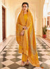 Mustard Designer Embroidered Jacquard Party Wear Pant Suit-Saira's Boutique
