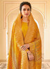 Mustard Designer Embroidered Jacquard Party Wear Pant Suit-Saira's Boutique
