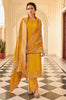 Mustard Designer Embroidered Jacquard Party Wear Pant Suit-Saira's Boutique