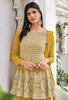 Mustard Designer Embroidered Party Wear Gharara Suit-Saira's Boutique