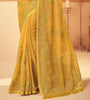 Mustard Designer Embroidered Silk Party Wear Saree-Saira's Boutique