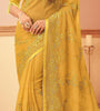 Mustard Designer Embroidered Silk Party Wear Saree-Saira's Boutique