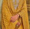 Mustard Designer Embroidered Silk Wedding Sharara Suit-Saira's Boutique