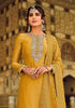 Mustard Designer Embroidered Silk Wedding Sharara Suit-Saira's Boutique