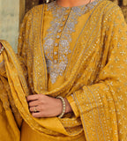 Mustard Designer Embroidered Silk Wedding Sharara Suit-Saira's Boutique