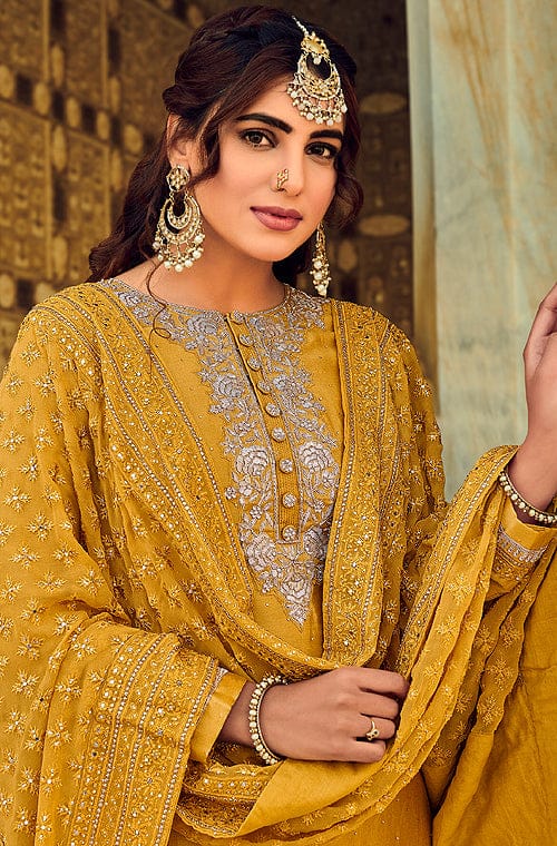 Buy Multi color georgette party wear embroidered sharara suit at  fealdeal.com