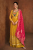 Mustard & Pink Designer Embroidered Georgette Palazzo Suit-Saira's Boutique