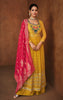 Mustard & Pink Designer Embroidered Georgette Palazzo Suit-Saira's Boutique