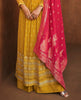Mustard & Pink Designer Embroidered Georgette Palazzo Suit-Saira's Boutique