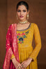 Mustard & Pink Designer Embroidered Georgette Palazzo Suit-Saira's Boutique